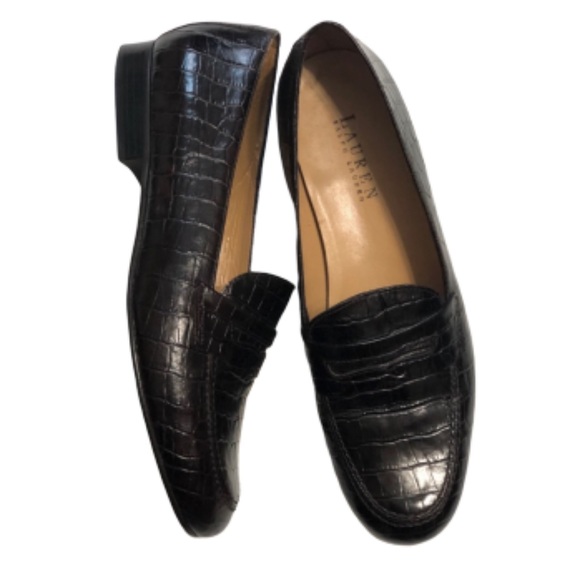 Ralph Lauren Shoes - Vtg Ralph Lauren embossed dk brown lthr loafers